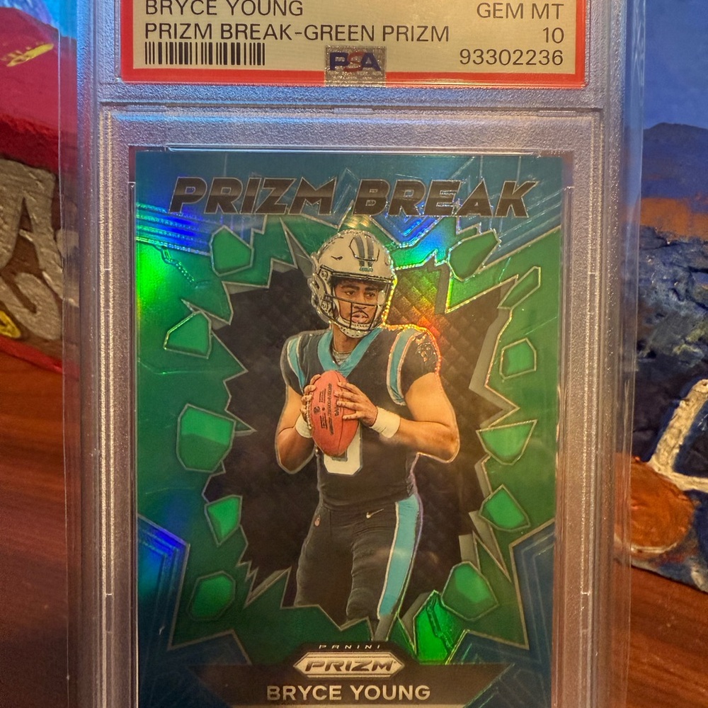 Bryce Young RC Prizm Break Green Prizm Psa 10